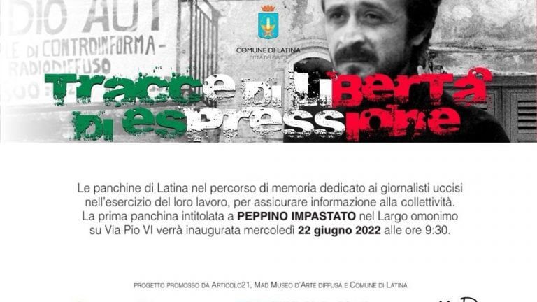 Invito inaugurazione panchina dedicata a Peppino Impastato_22 giugno 2022