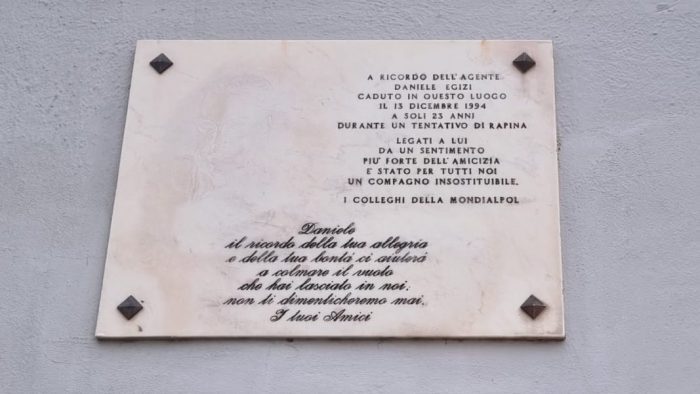 Daniele Egizi morto drammaticamente la sera del 13 dicembre 1994 ad Ardea dopo l'assalto al portavalori Ardea
