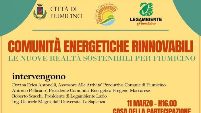Antonelli: "Nuovo incontro sulle comunità energetiche rinnovabili, opportunità per Fiumicino"