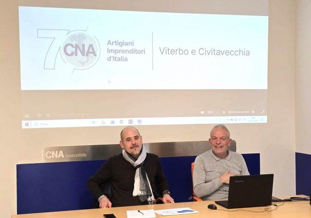 Il segretario Attilio Lupidi e il presidente Alessio Gismondi svelano il logo Cna 70