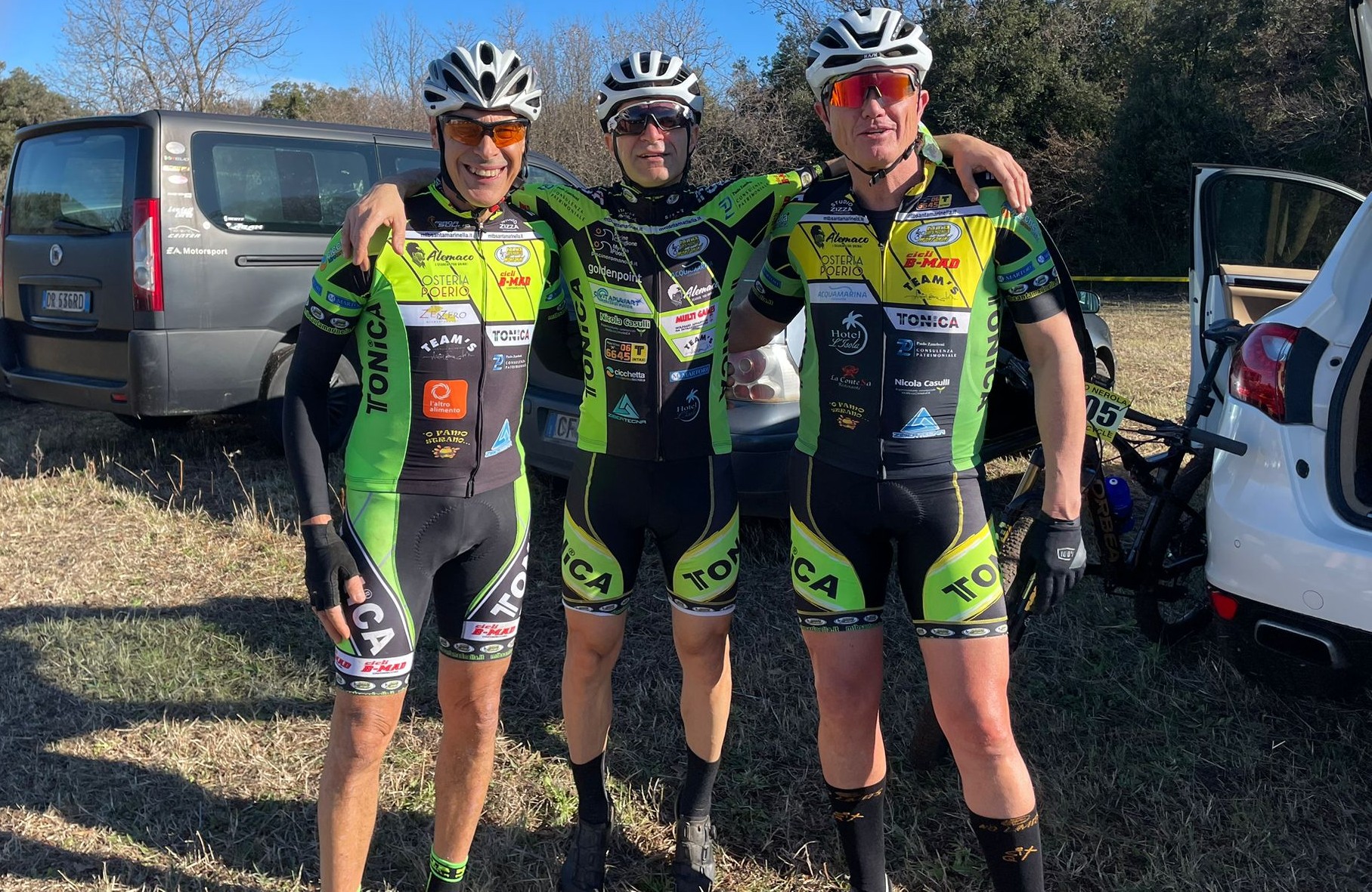 Mtbsan 25022026 Albanese, Calo' e Bagnoli prima della partenza a Nerola