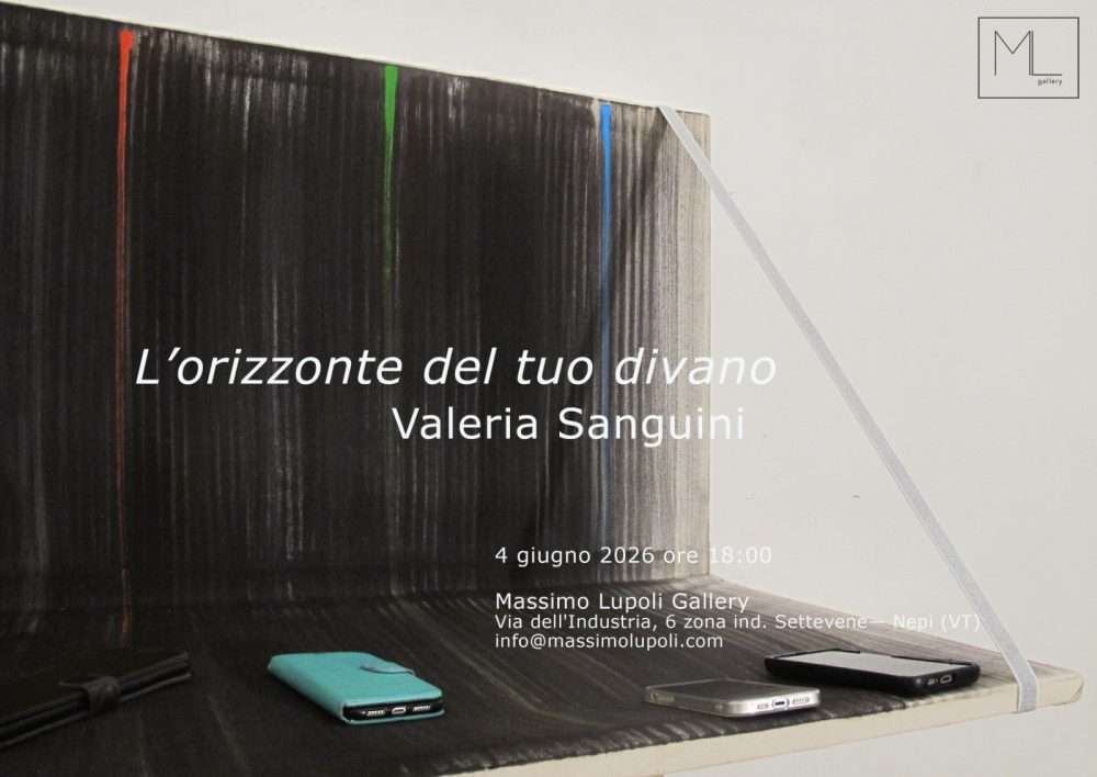 Locandina Inaugurazione mostra di Valeria Sanguini _L'orizzonte del tuo divano_ 4 giugno 2026 ore 18.00
