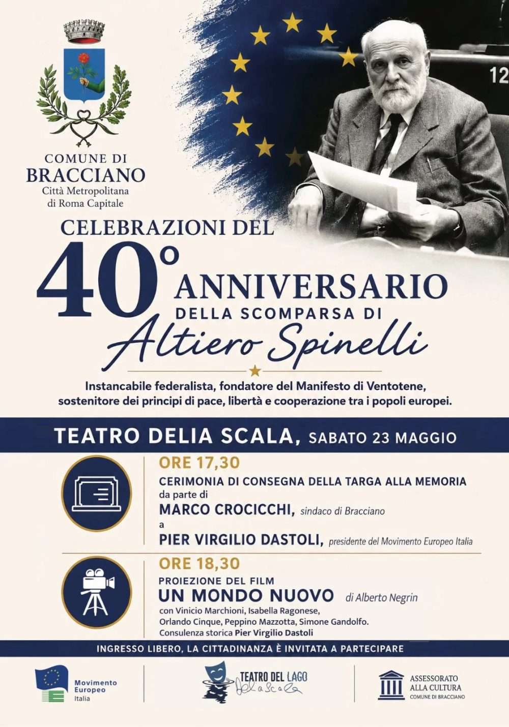 Evento al Teatro Delia Scala dedicato alla memoria di Spinelli per riflettere sull’Europa