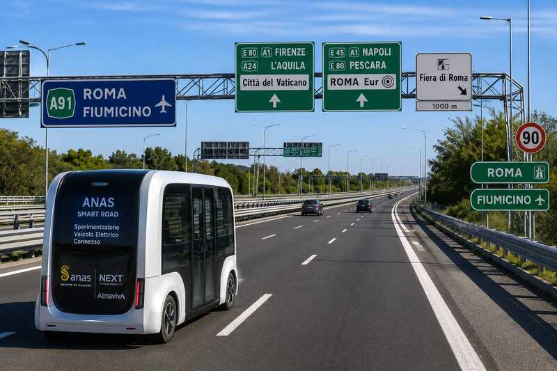 auto intelligente autostrada fiumicino