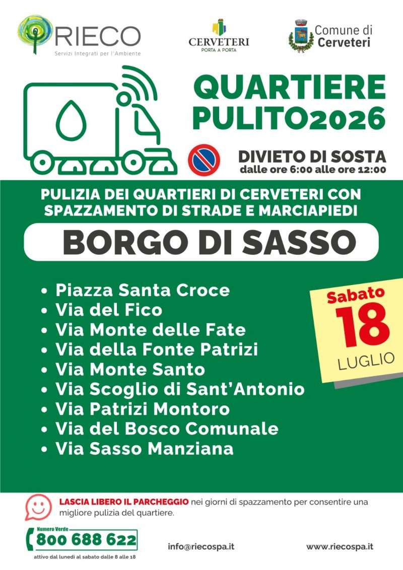 Quartiere pulito 2026 arriva al Sasso e Ceri