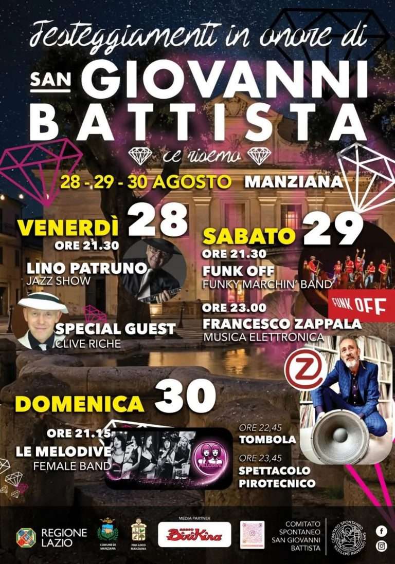 Manziana, festa di San Giovanni Battista: tre giorni di eventi e musica