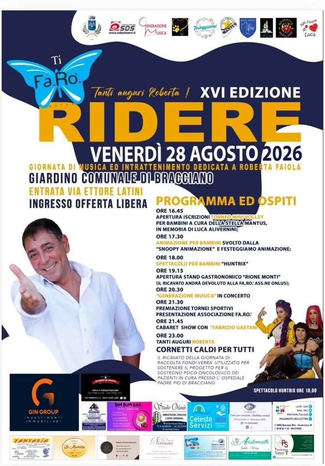 Ti Farò Ridere 2026: a Bracciano torna la solidarietà