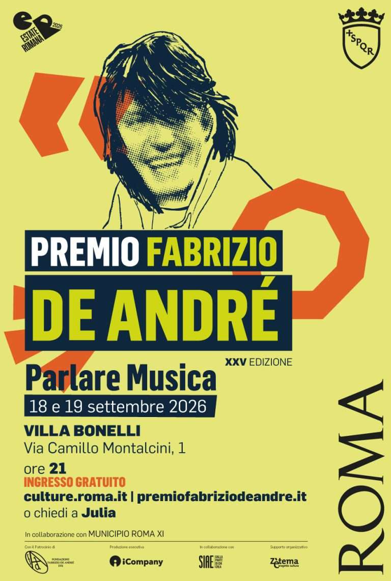 Premio Fabrizio De André 2026: finale a Roma con Renato Zero e Paolo Rossi