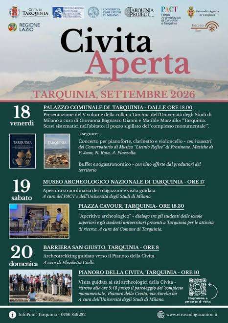 Civita Aperta 2026 a Tarquinia: archeologia e visite alla Civita