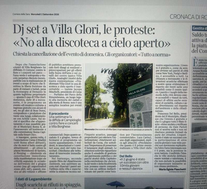Villa Glori a Roma, allarme sul parco storico