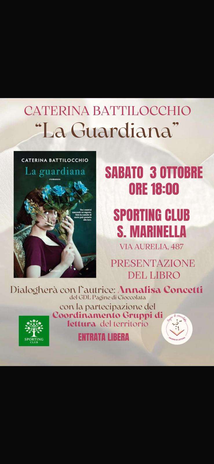 Presentazione del romanzo "La Guardiana" di Caterina Battilocchio a Santa Marinella