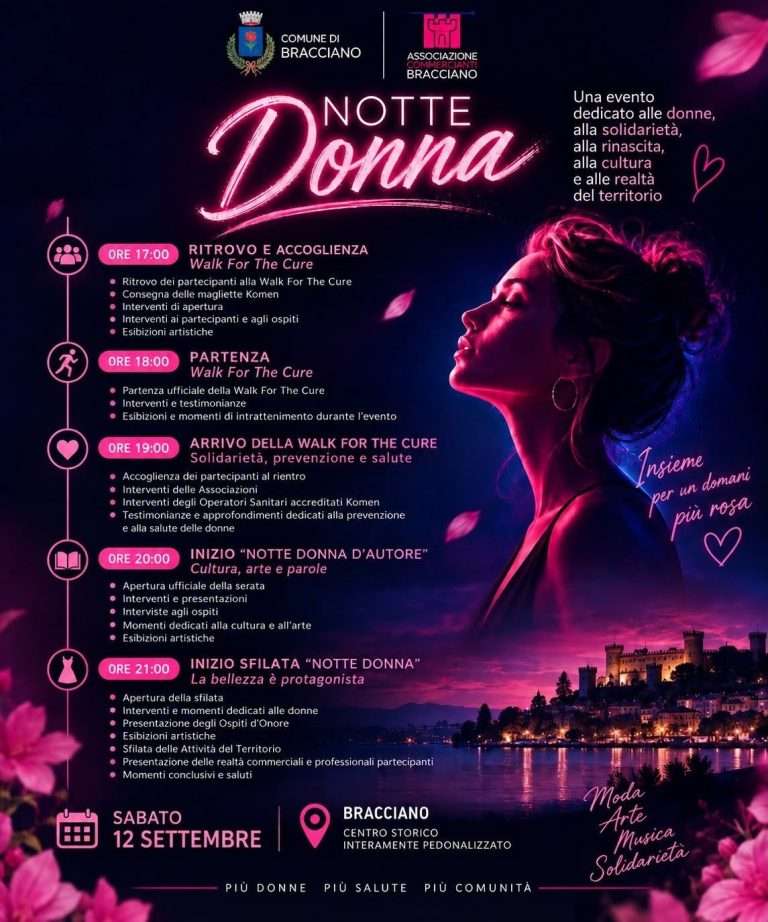 Notte Donna 2026 a Bracciano: arte, prevenzione e solidarietà