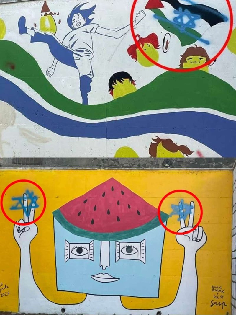 Bracciano, vandalizzati i murales per la Palestina