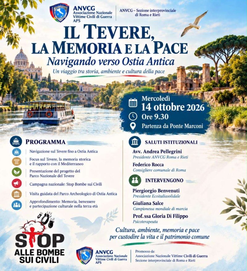 Roma, il Tevere diventa simbolo di pace: viaggio verso Ostia Antica