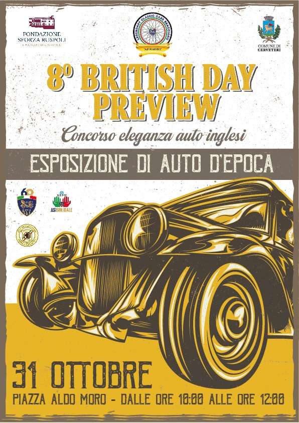 Auto d’epoca inglesi a Cerveteri: sfilata in centro