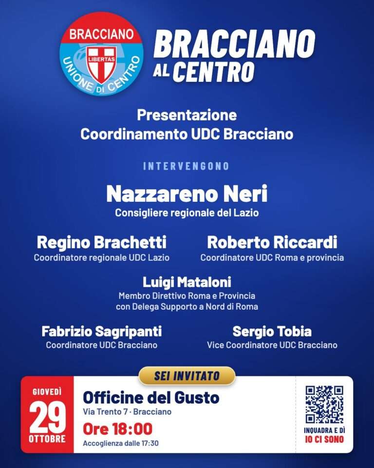 UDC Bracciano, presentazione del coordinamento il 29 ottobre