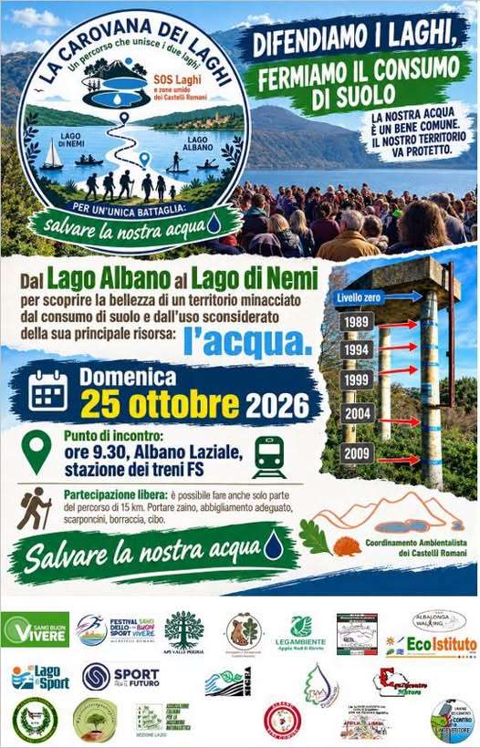 Carovana dei Laghi 2026: salvare l’acqua dei Castelli Romani
