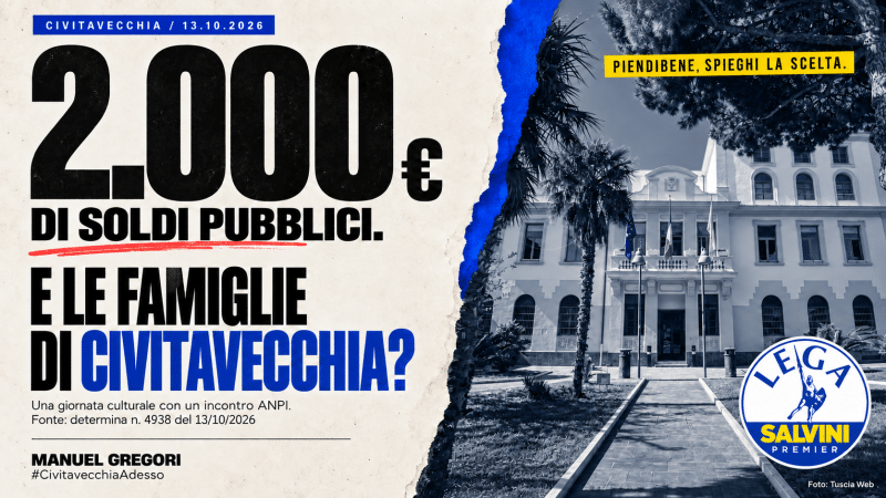 Civitavecchia, Gregori attacca Piendibene sui 2.000 euro per l’iniziativa culturale