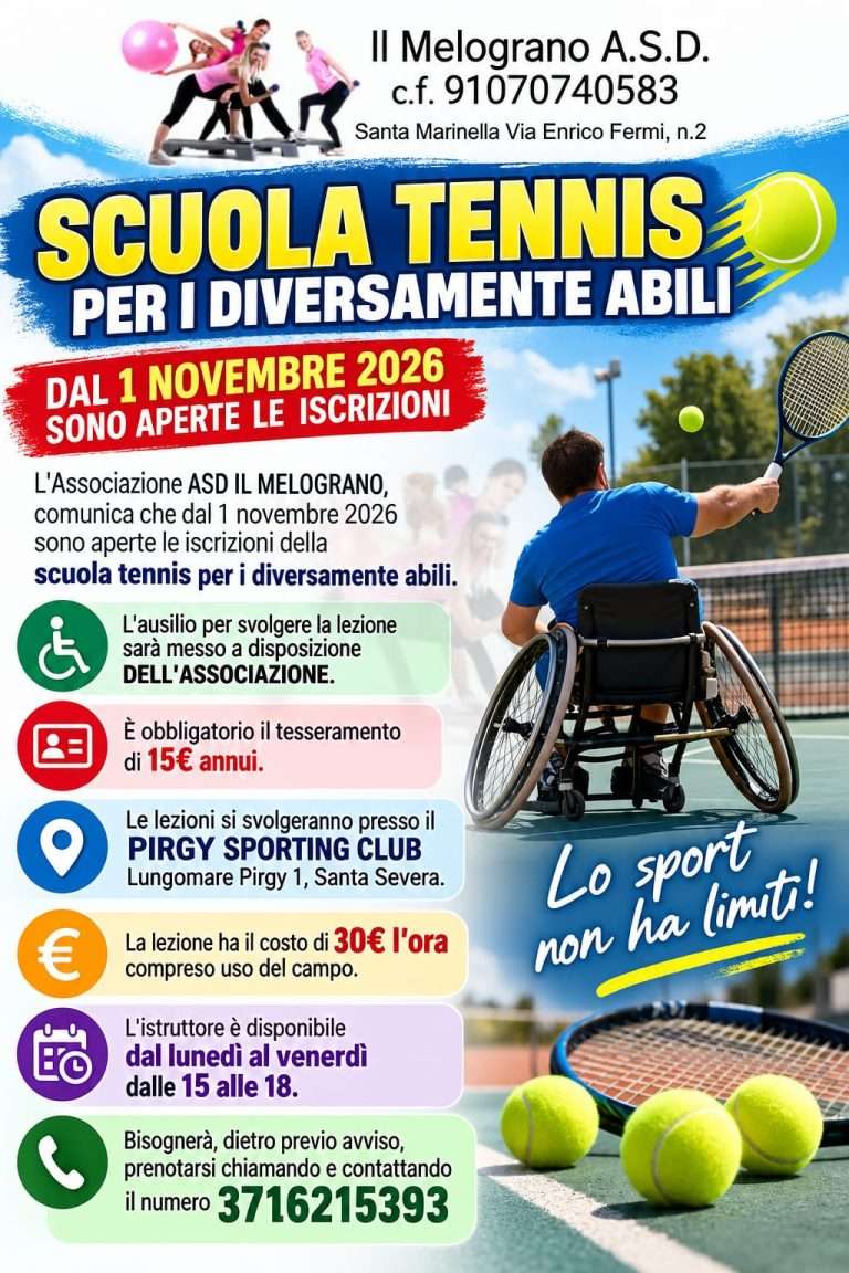 Scuola tennis inclusiva a Santa Severa: aperti i corsi